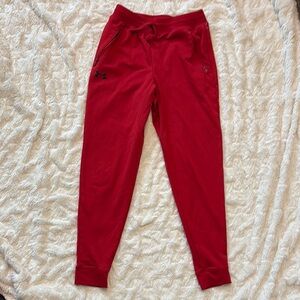 Under Armour youth Jogger style pant in red with pockets